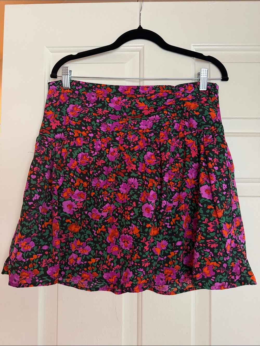 entro Black Mini Skirt with Pink & Orange Floral Print